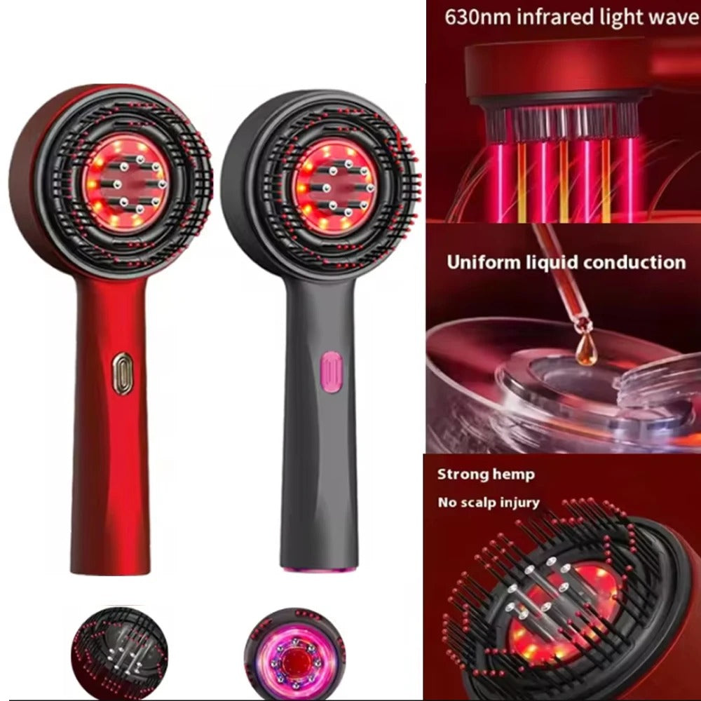 3-modi Elektrische vibratiemassagekam Roodlichttherapie Haargroei Massage Hoofdhuidborstel Olie Vloeibare applicator Hoofdmassager