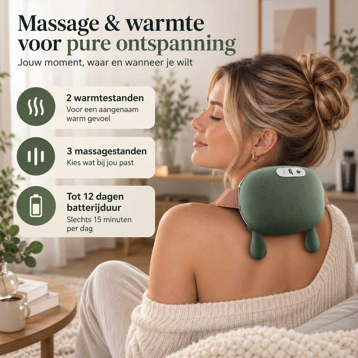 Relivora Warmte Nek Rugmassager