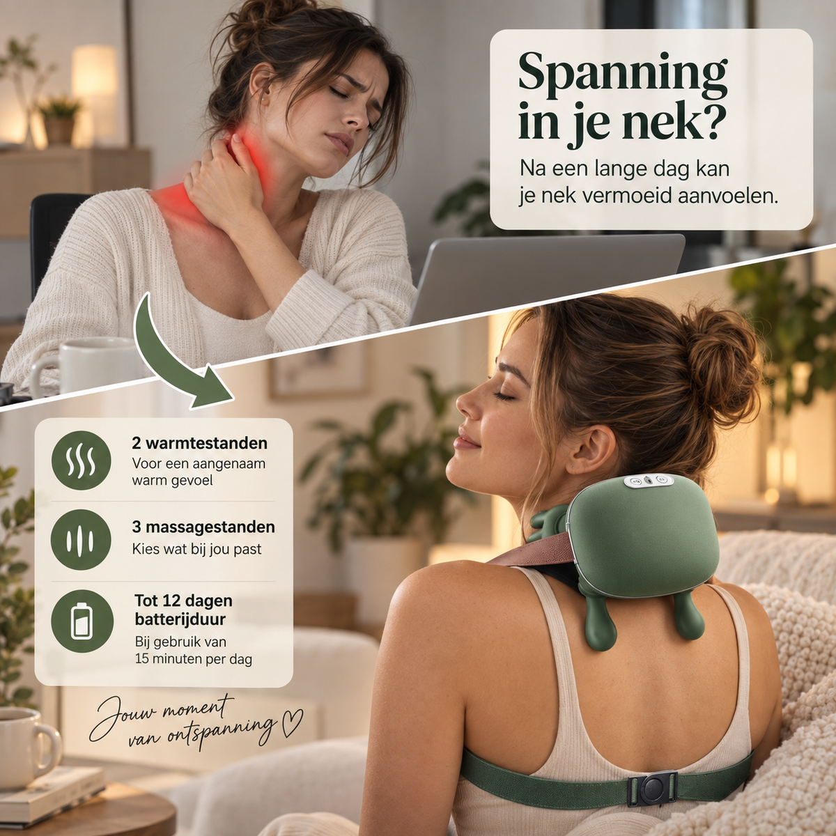 Relivora Warmte Nek Rugmassager