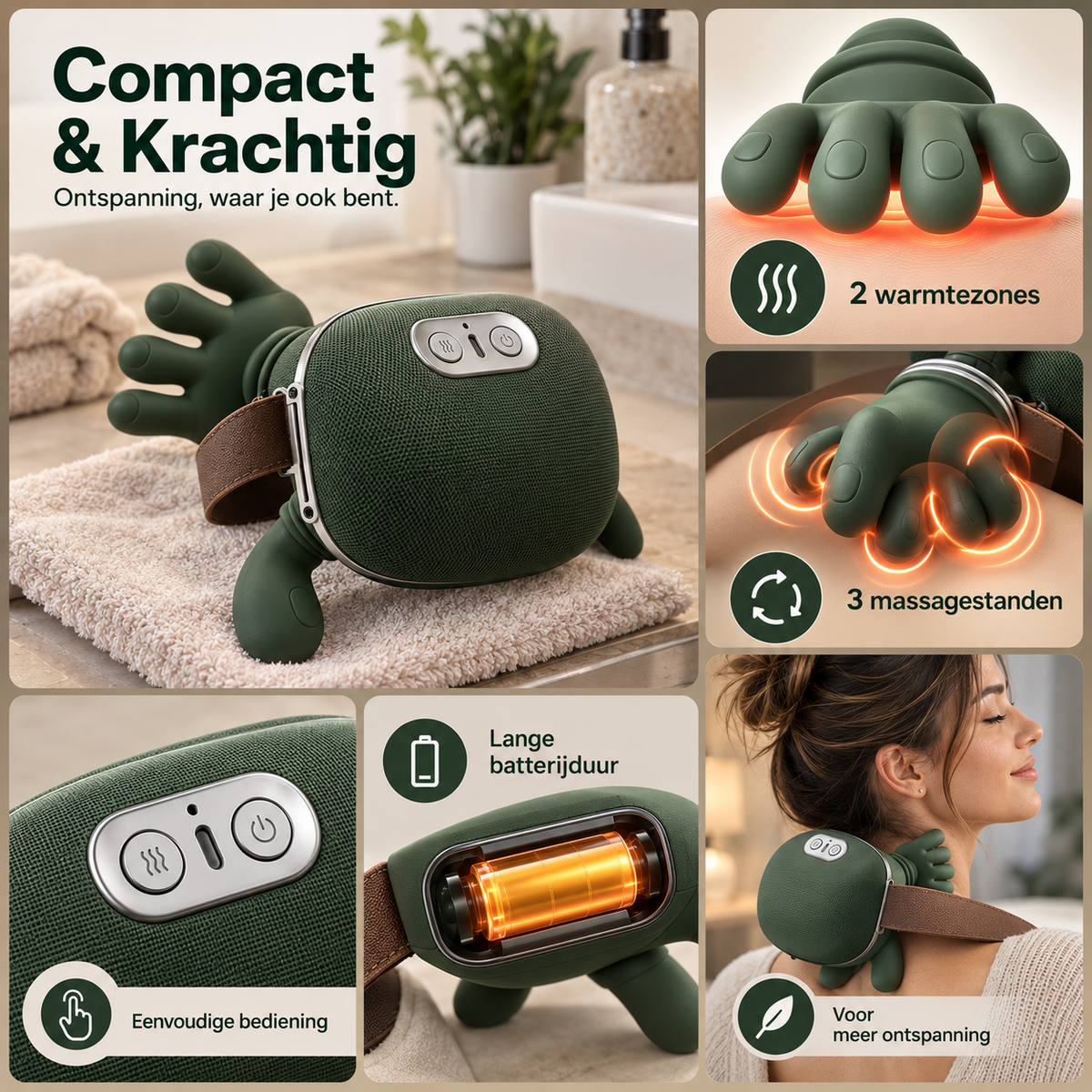 Relivora Warmte Nek Rugmassager