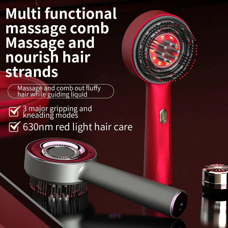 3-modi Elektrische vibratiemassagekam Roodlichttherapie Haargroei Massage Hoofdhuidborstel Olie Vloeibare applicator Hoofdmassager