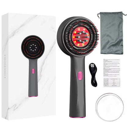 3-modi Elektrische vibratiemassagekam Roodlichttherapie Haargroei Massage Hoofdhuidborstel Olie Vloeibare applicator Hoofdmassager